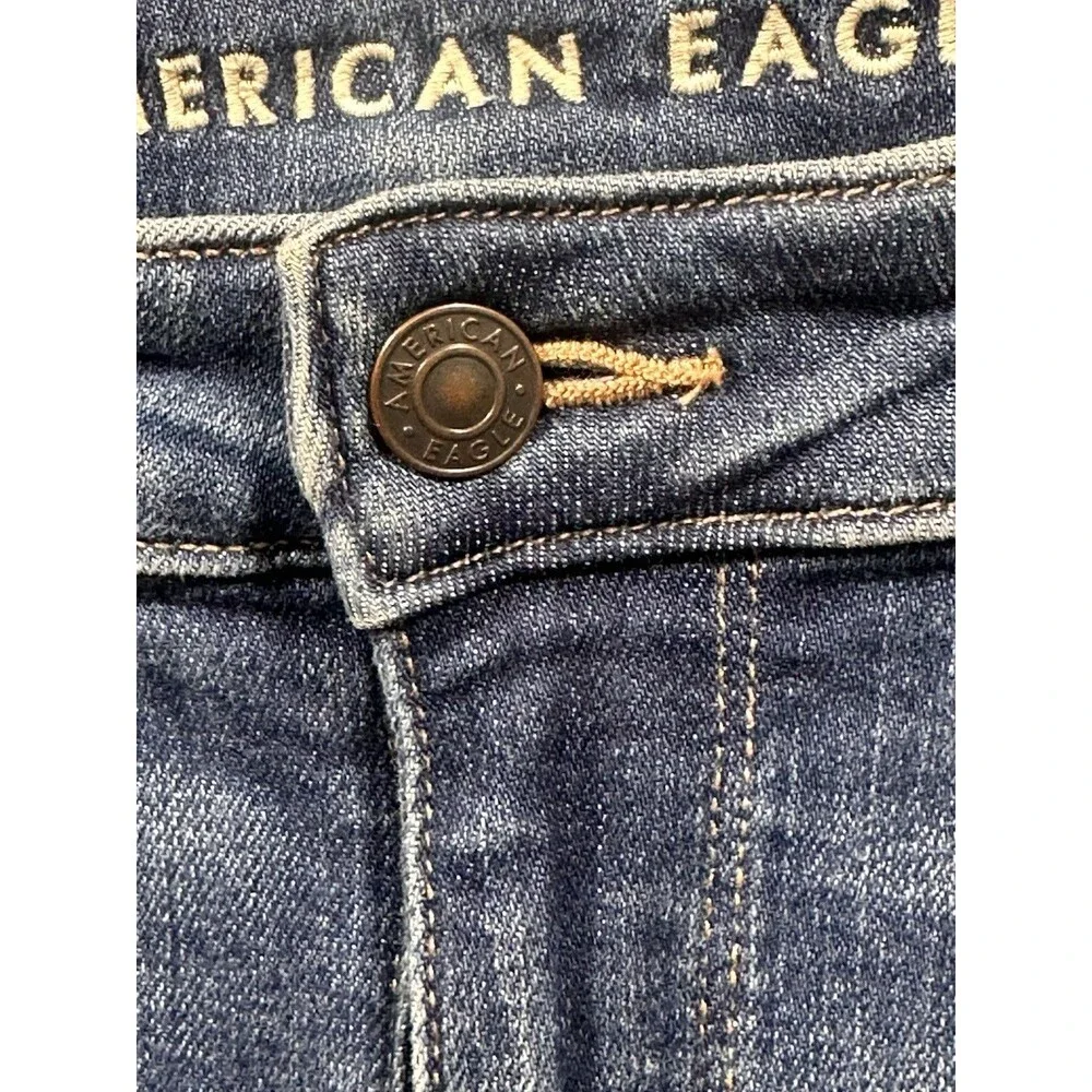 American Eagle Womens Super Hi-Rise Flare Jeans Medium Wash Blue Stretch Size 6